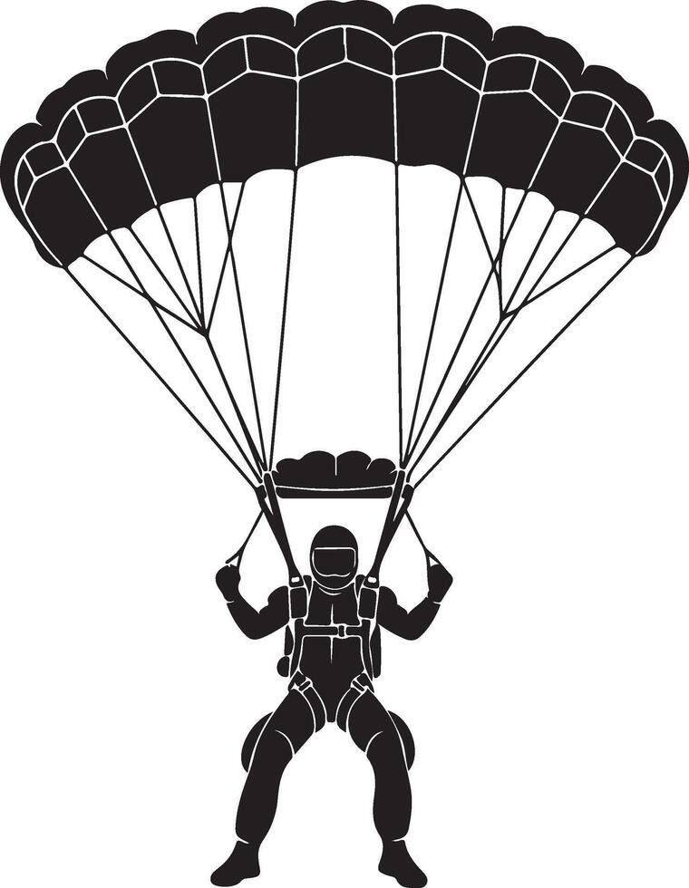 Silhouette of Skydiver with Parachute vector