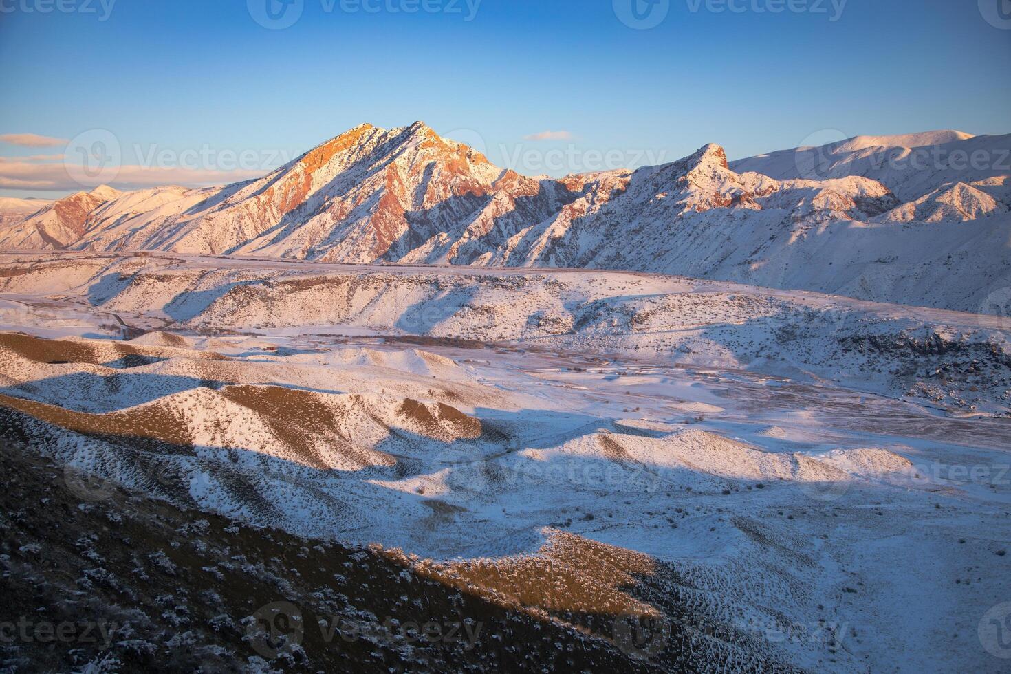 A view of the mountains in the winter photo