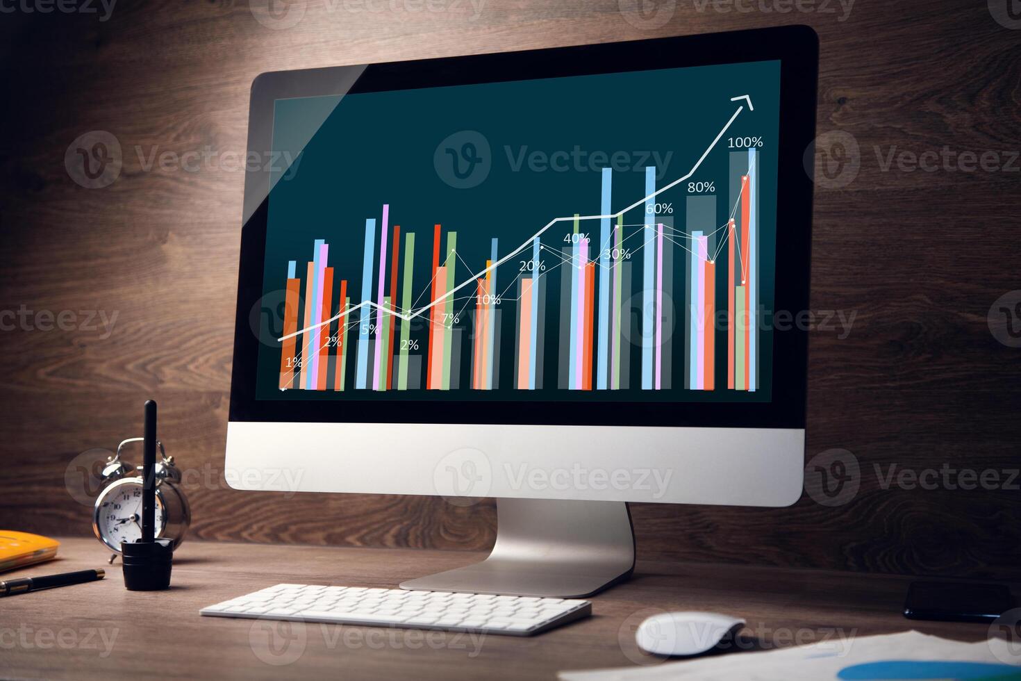 A computer monitor with a graph on it photo