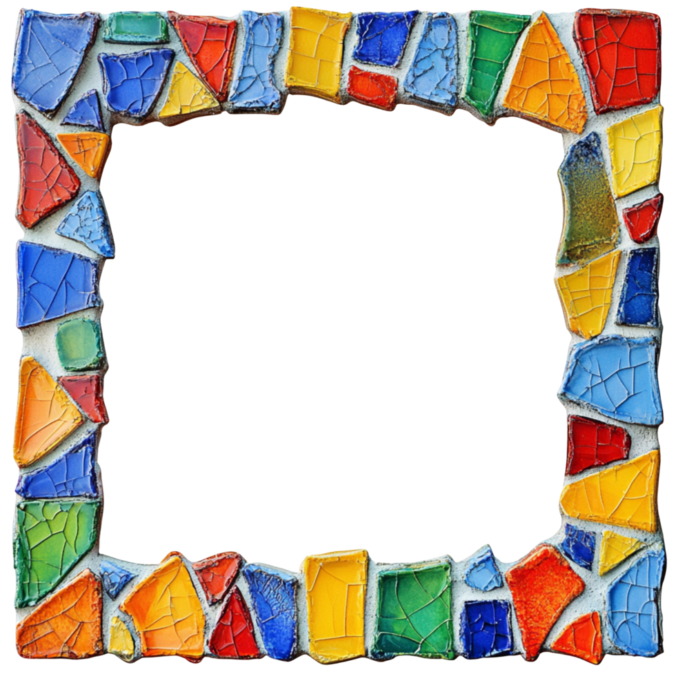 Bright Mosaic Tiles Pattern With Multiple Colors on a transparent background png