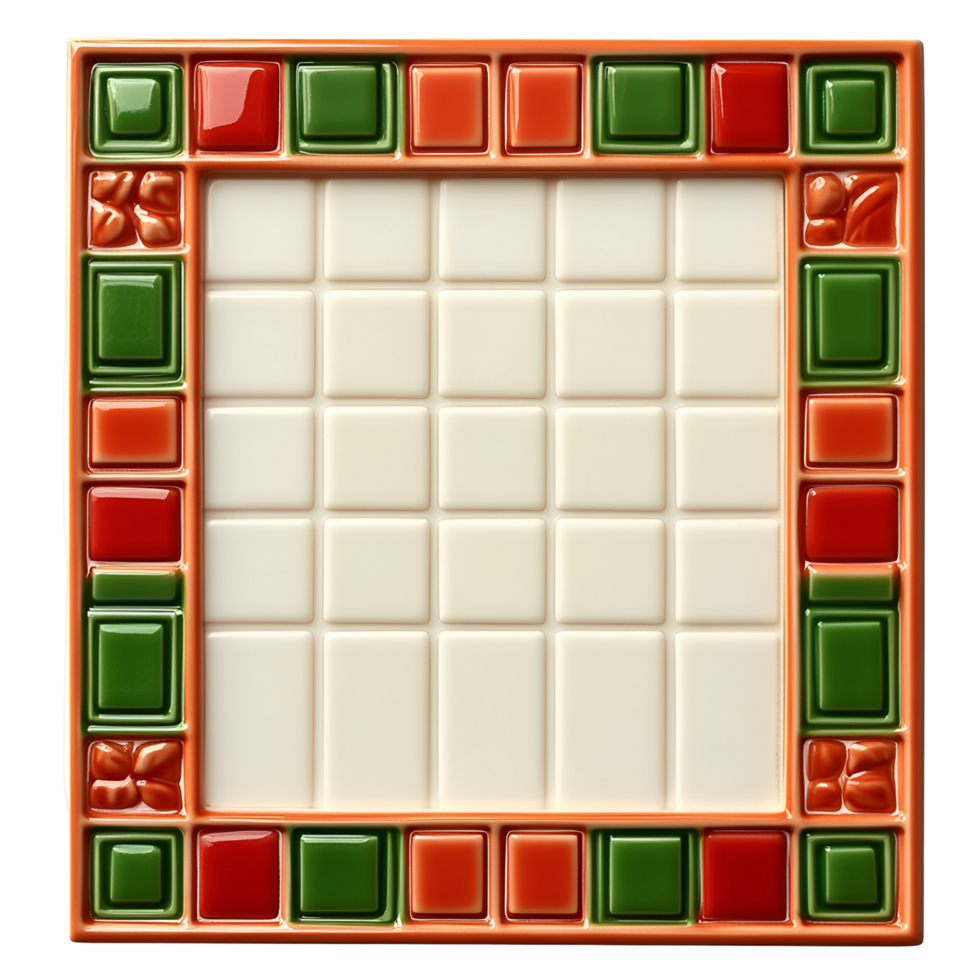 Square Tile Frame With Decorative Border Pattern For Digital Art And Crafts Transparent Background png