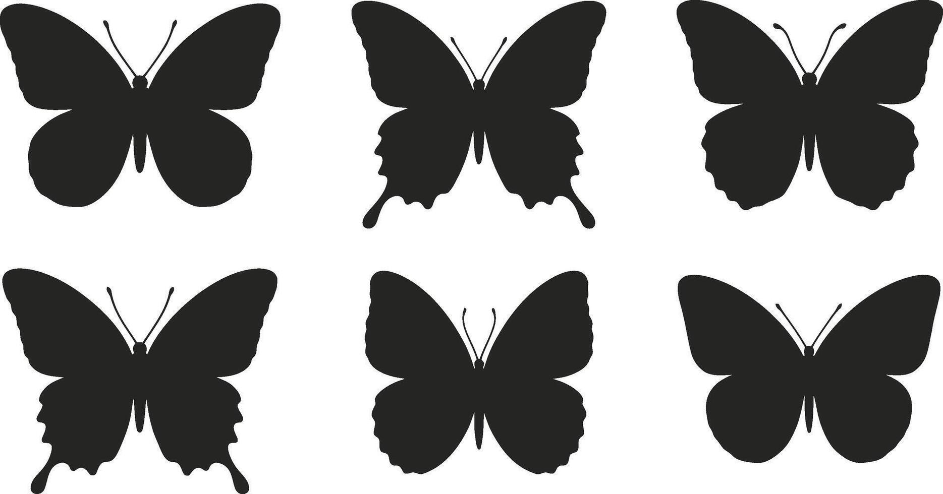 Silhouettes of various butterfly species elegant designs for nature and insect related themes vector