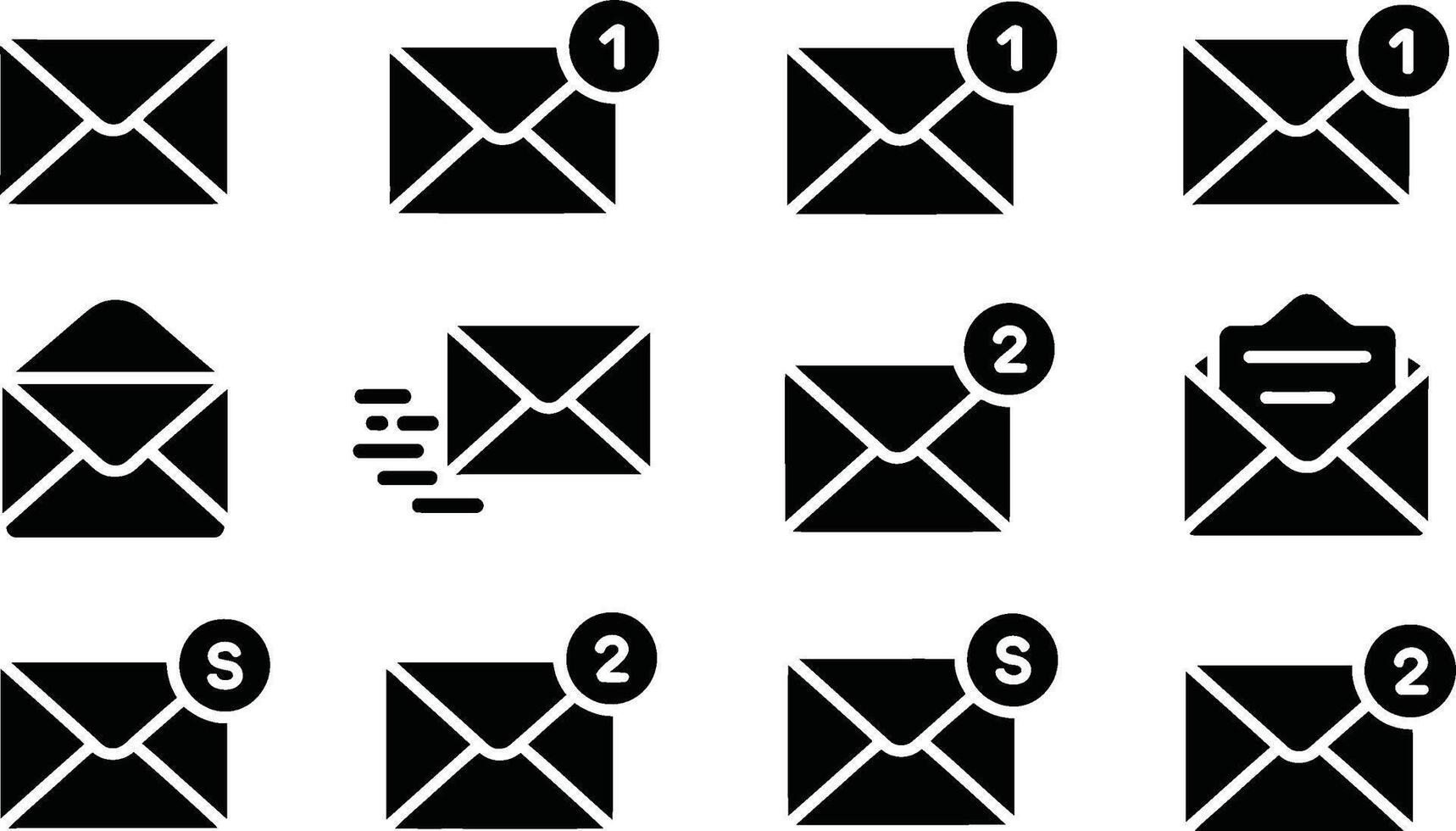 Set of envelope icons displaying message notifications and sent communication representing emailing and digital messaging. vector