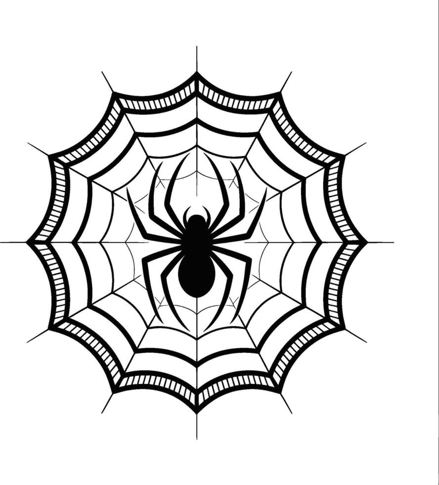 A detailed black spider and web illustration perfect for halloween designs and themed graphics used in creative projects vector