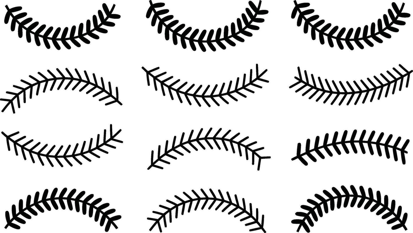 Set of hand drawn black and white branches for decorative design elements and pattern creation on white background vector