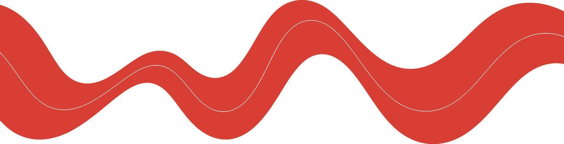 Modern abstract red wavy design with light outline against white background for graphic purposes vector