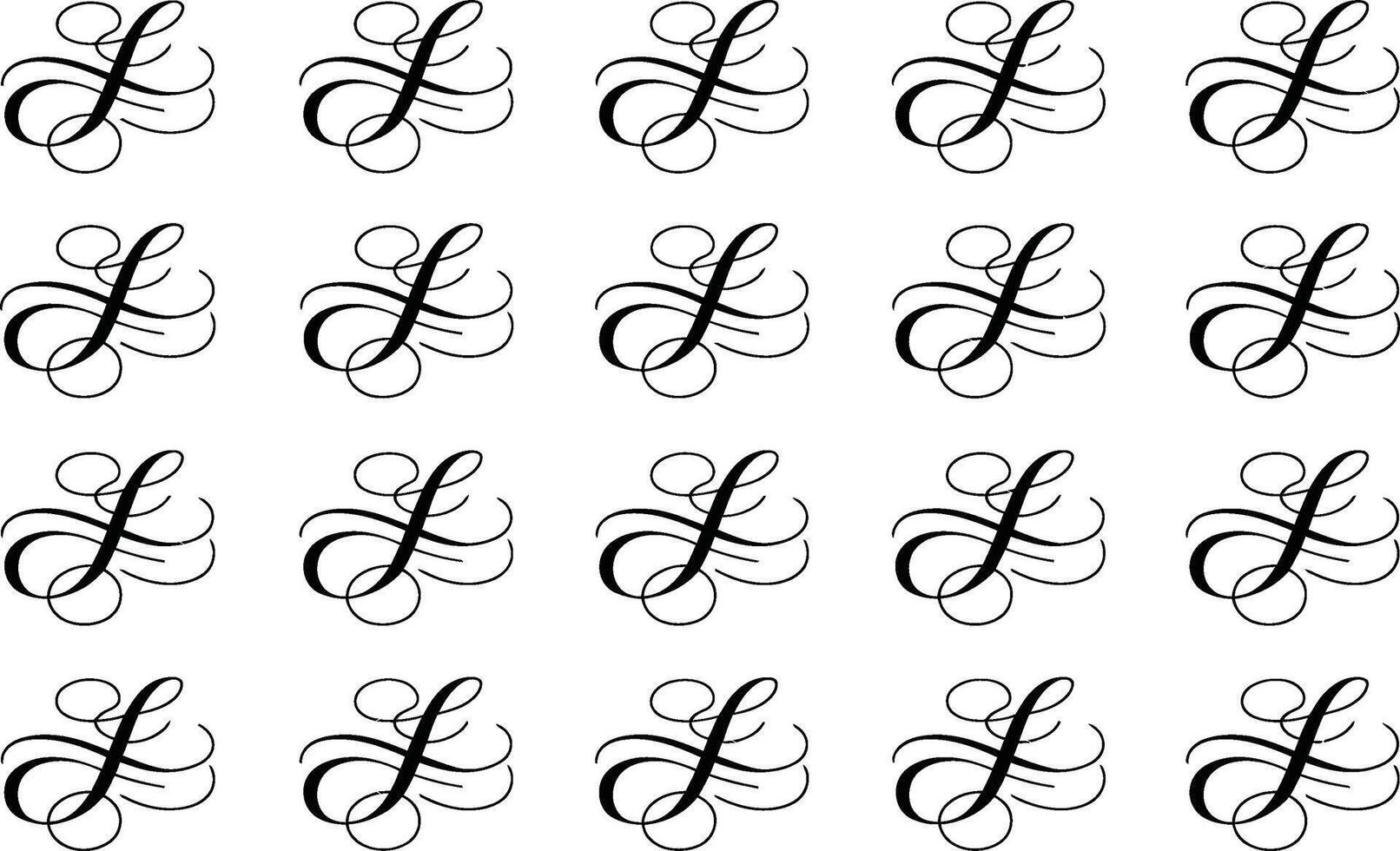Elegant repeating pattern of black calligraphic initial letters l suitable for wedding invitations and decorative backgrounds vector