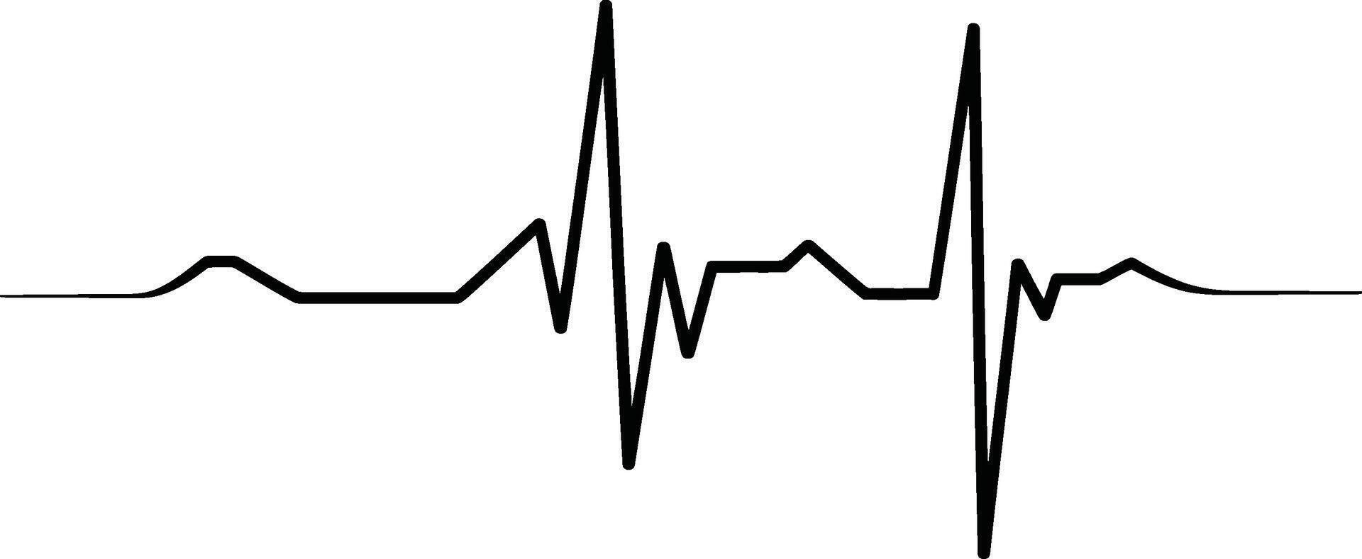 Simple black and white heartbeat line graphic representing cardiology and medical science for health and wellness vector