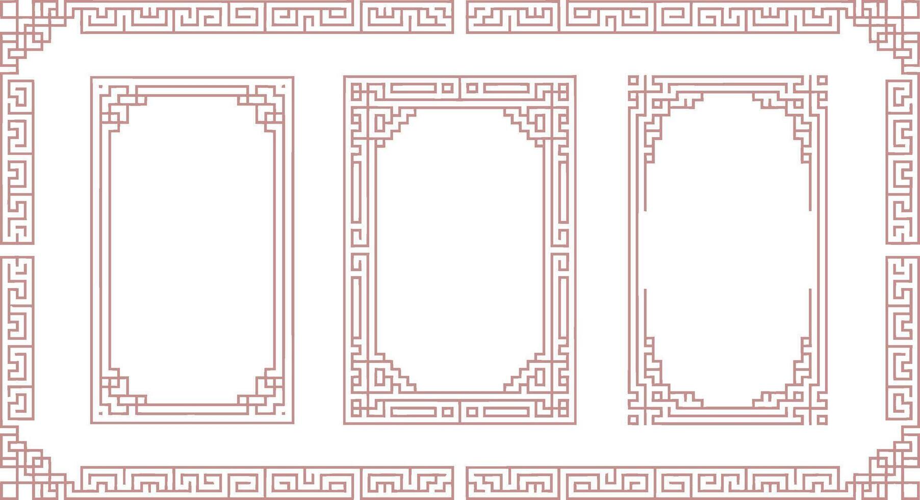 Elegant set of minimalist asian style frames and borders for graphic design projects vector