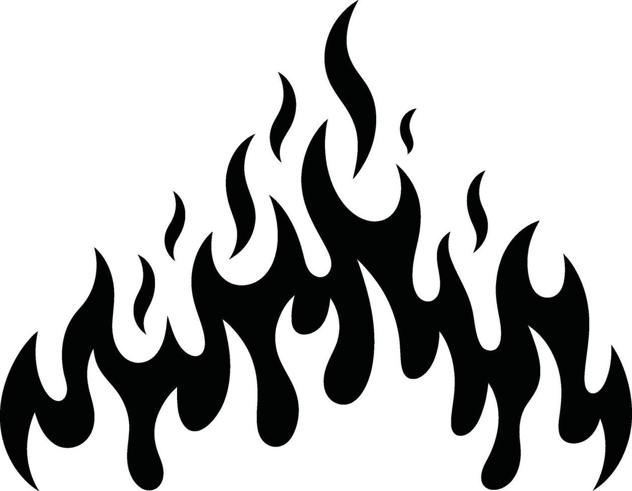 Black flames silhouette design illustration suitable for tattoos and emblems on a white background vector