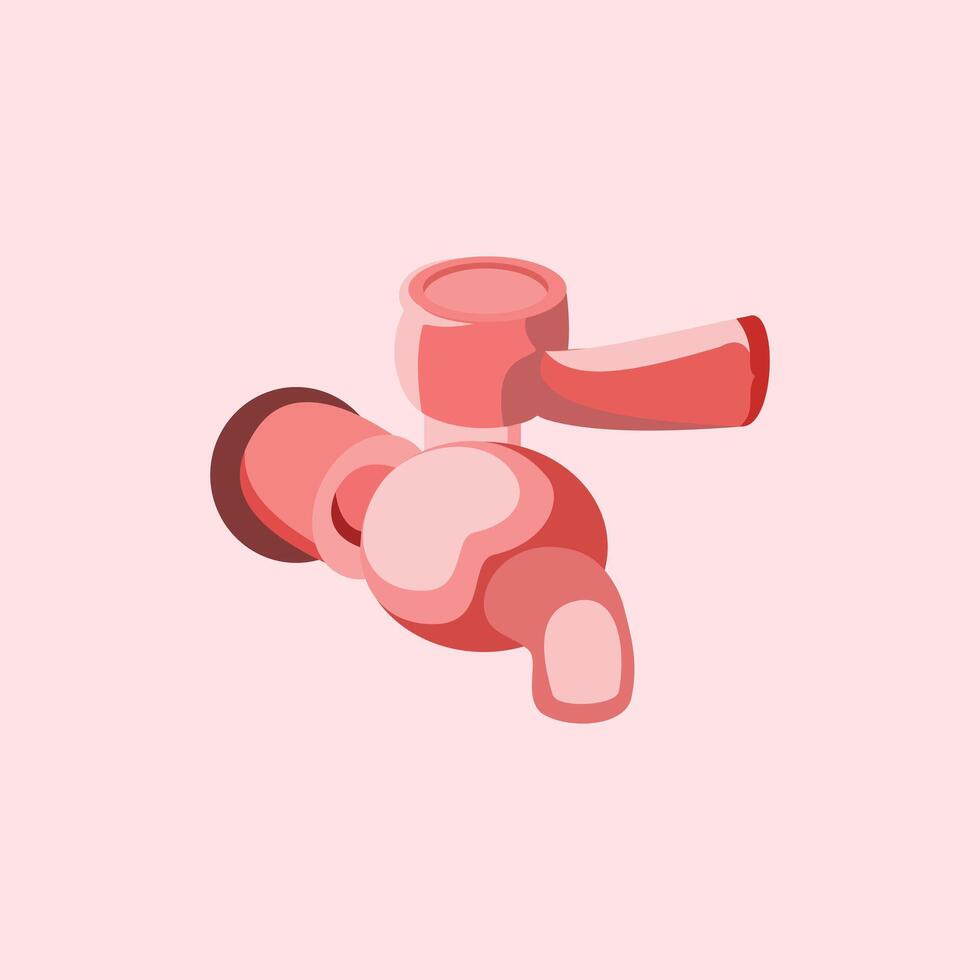 water tap in isometric style in pink. Design element illustration of household necessities. Water channel that can be opened and closed vector