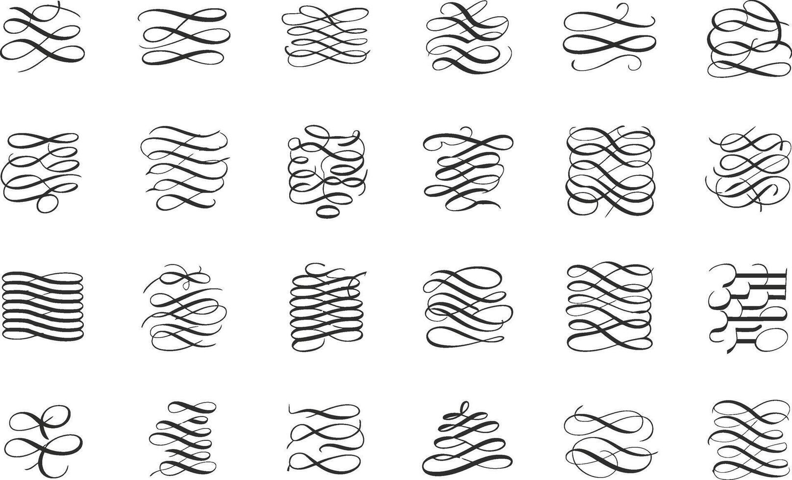 Elegant collection of black swirls and flourishes decorative design elements perfect for invitations greeting cards and design projects vector