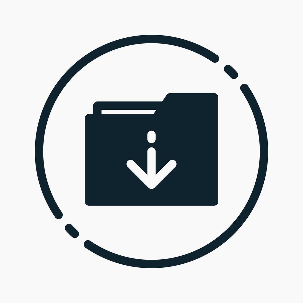Design Illustration graphic of download folder icon with glyph style. Suitable for UI, mobile design, web design, etc. vector
