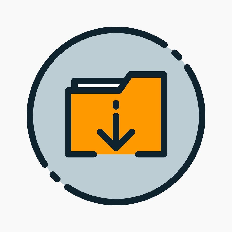 Design Illustration graphic of download folder icon with colored outline style. Suitable for UI, mobile design, web design, etc. vector