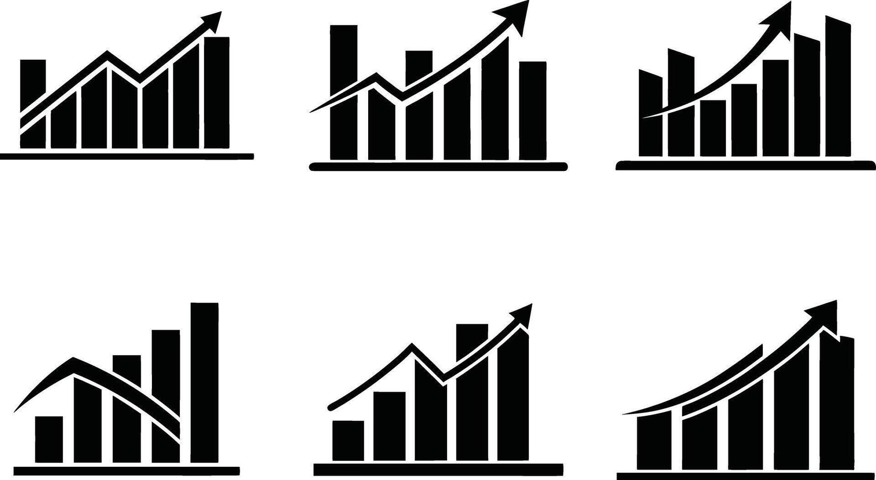 Bar graph with arrow Silhouette Bundle vector