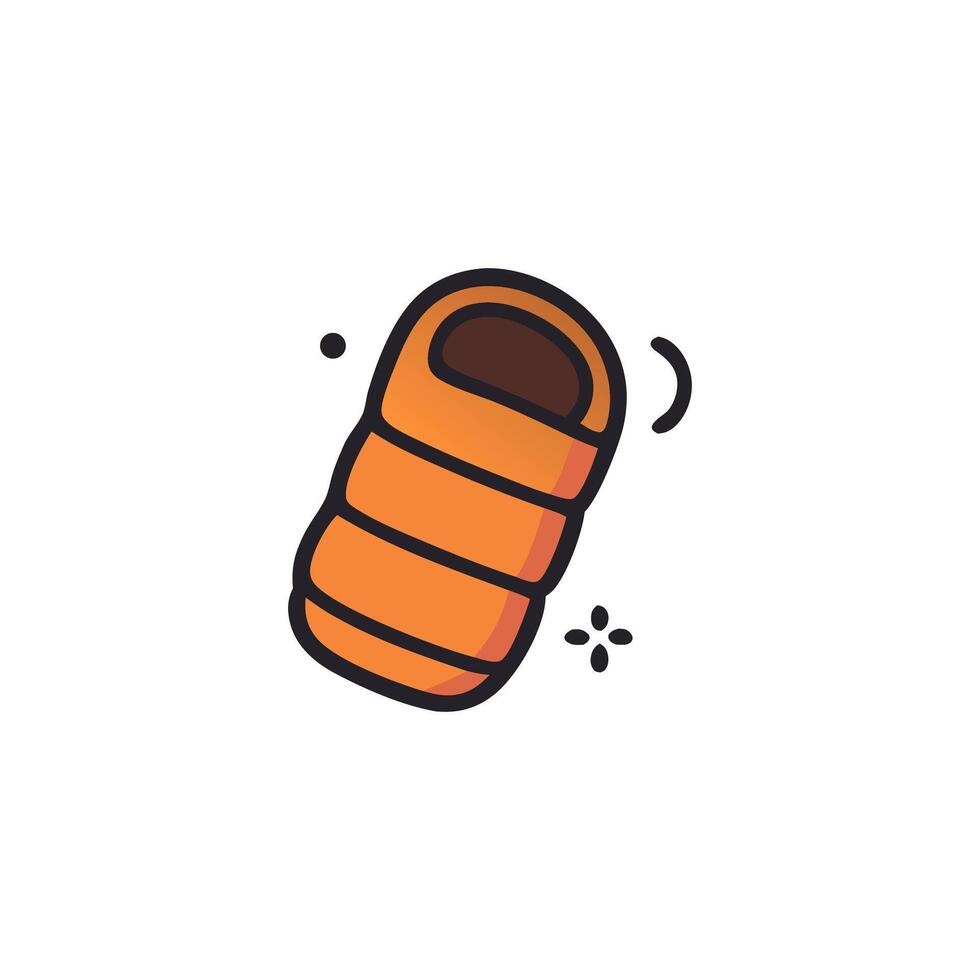 Sleeping bag in vibrant orange hues ready for outdoor adventures. Ideal for camping, hiking, backpacking, and other outdoor activities. vector