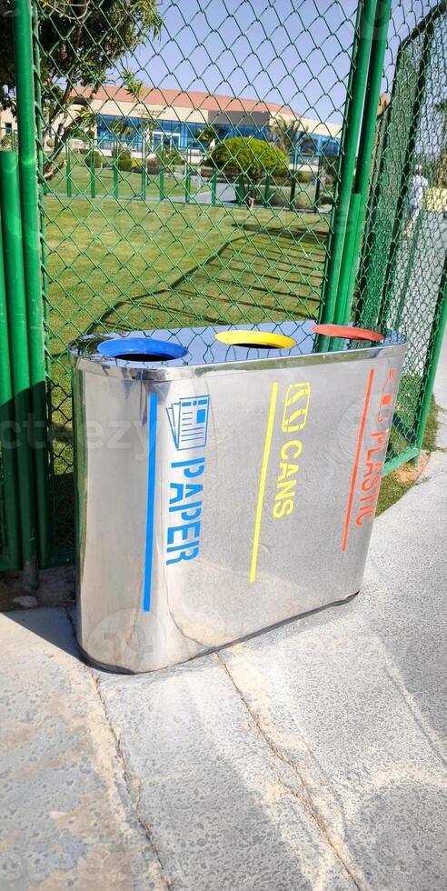 Modern container for separate waste collection at the resort. an ecological approach photo