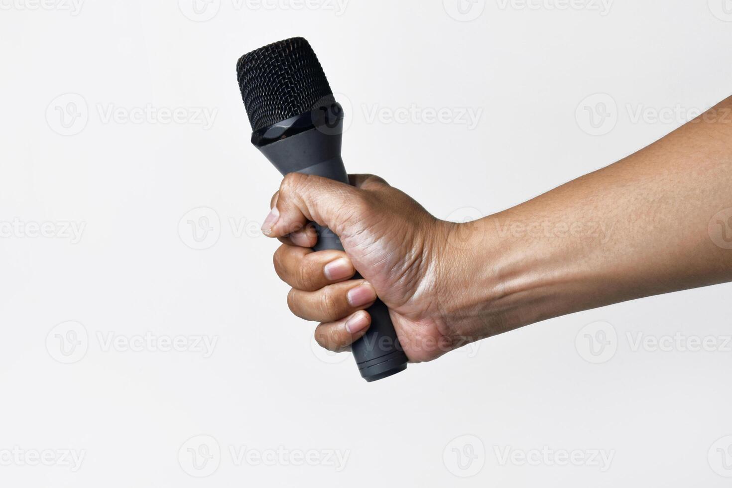 Closeup Asian Hand with Microphone photo
