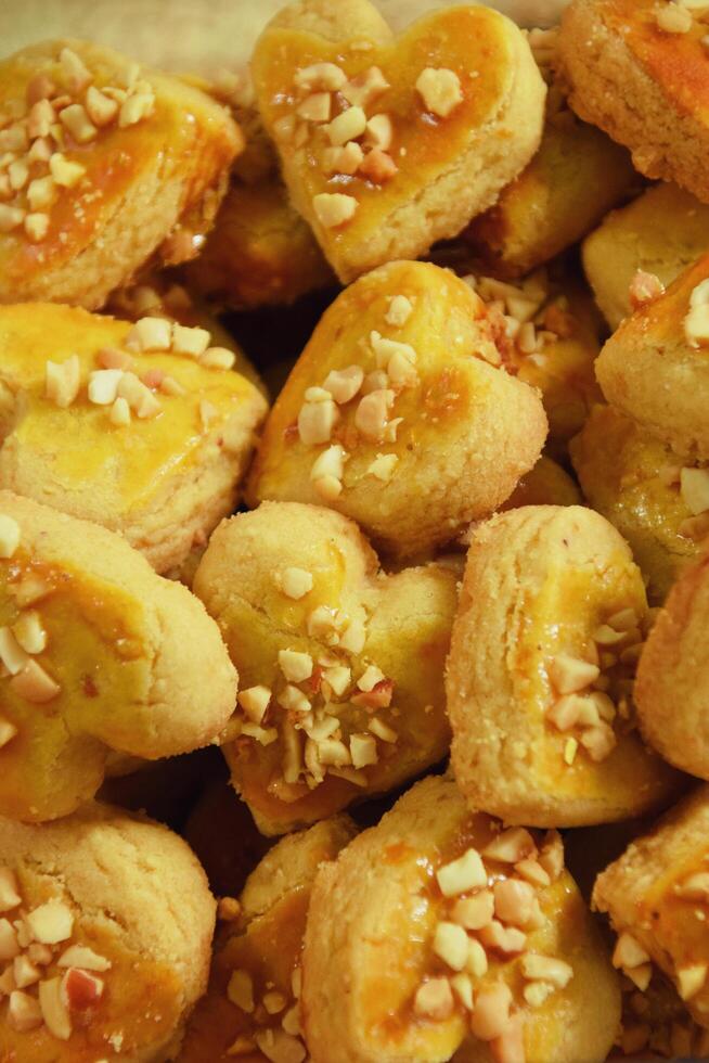 Sweet Love Shaped Cake with Nuts for Eid photo