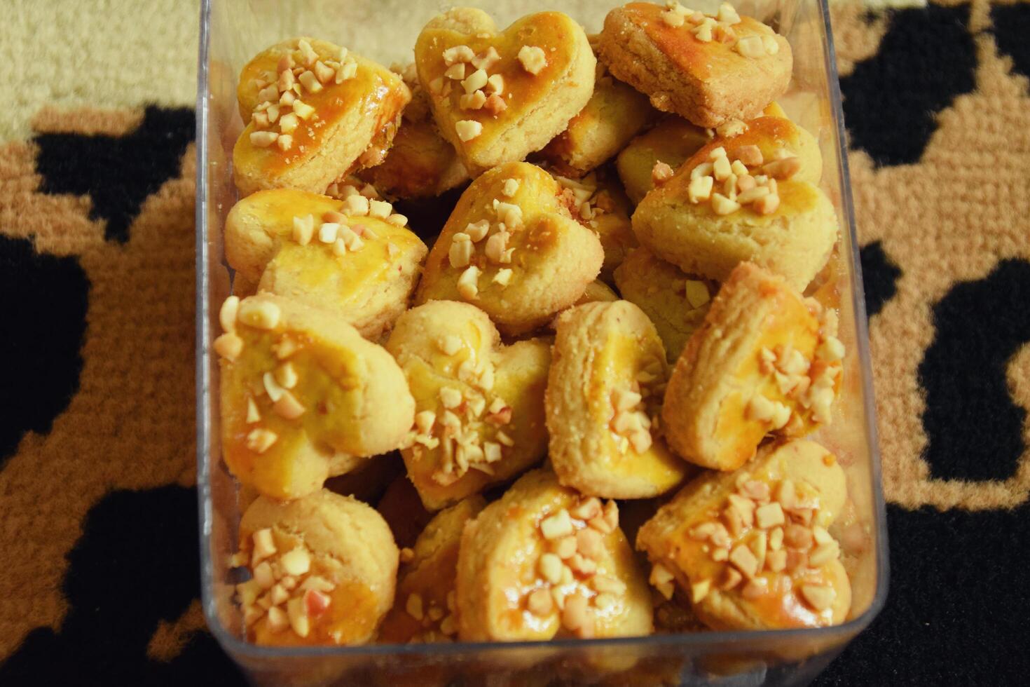 Heart Shaped Eid Cake with Nuts photo