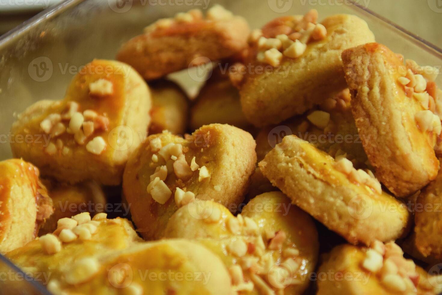Eid Celebration Cake with Nuts in Heart Shape photo