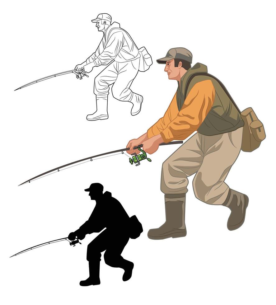 illustration of a man fishing vector