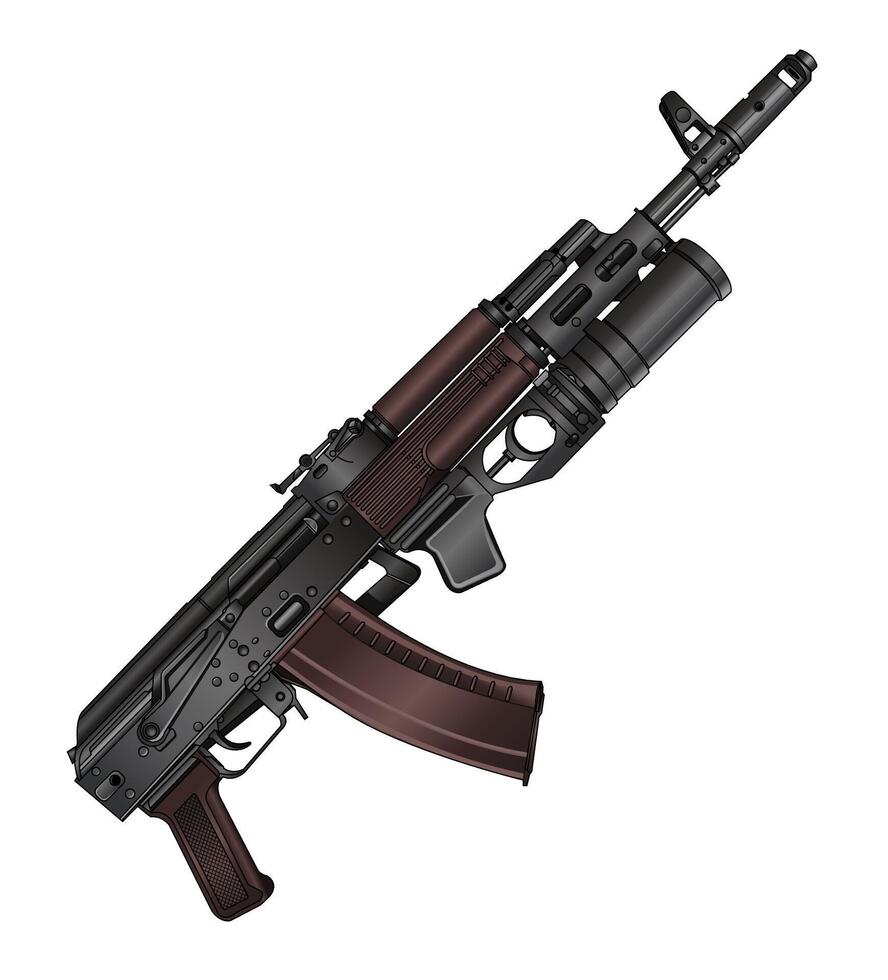 assault rifle with grenade launcher illustration vector