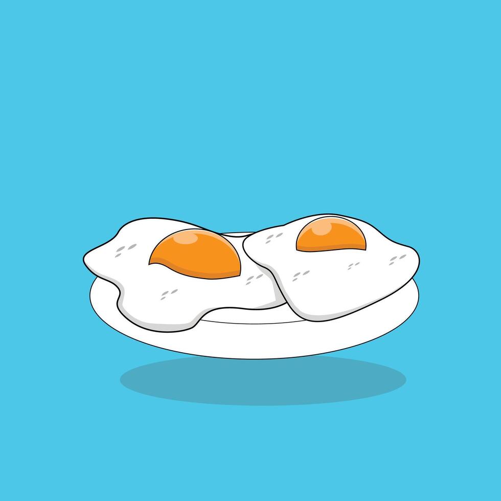 Fried egg isolated on yellow background. Fried egg flat icon, Sunny side up eggs Cartoon vector