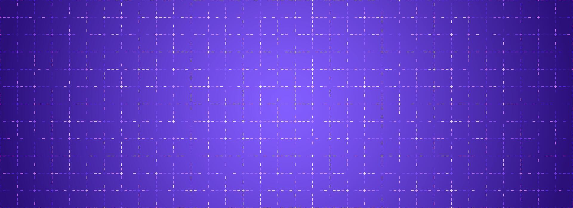 Purple glowing dotted grid background. Tech dot square network backdrop. Abstract checkered dashboard pattern for science, technology, business, healthcare, medicine design template. vector