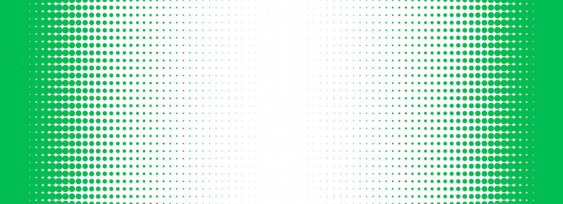 Green halftone gradient texture. Vanishing cartoon polka dot background. Dotted edge gradation pattern. Fading comic pop art overlay backdrop. Border frame halfton patern effect wallpaper. vector