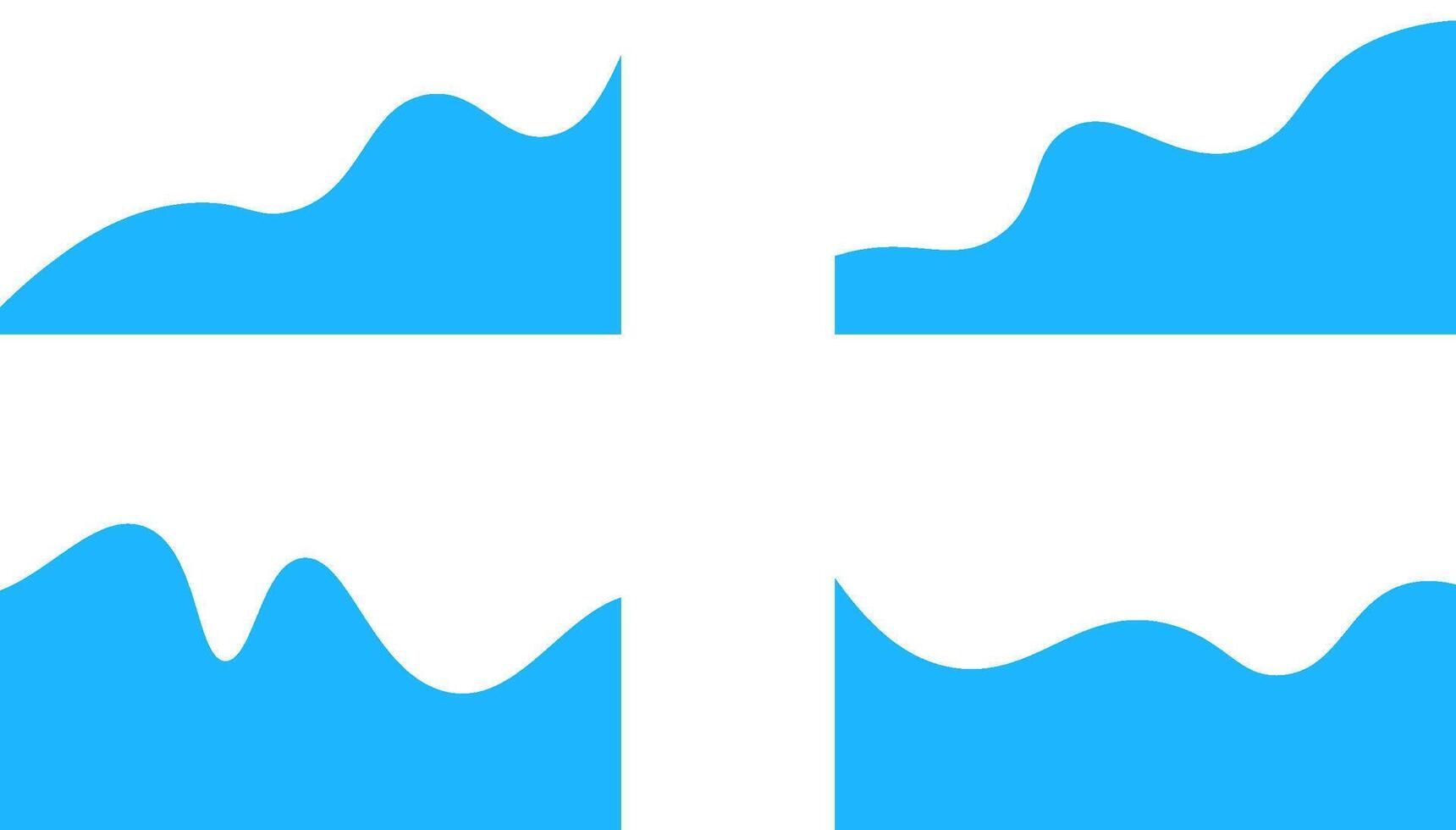 Set of blue wave shape curve lines. Abstract design element for top and bottom page web site. Liquid dividers shape element. Modern separator header for website and app vector