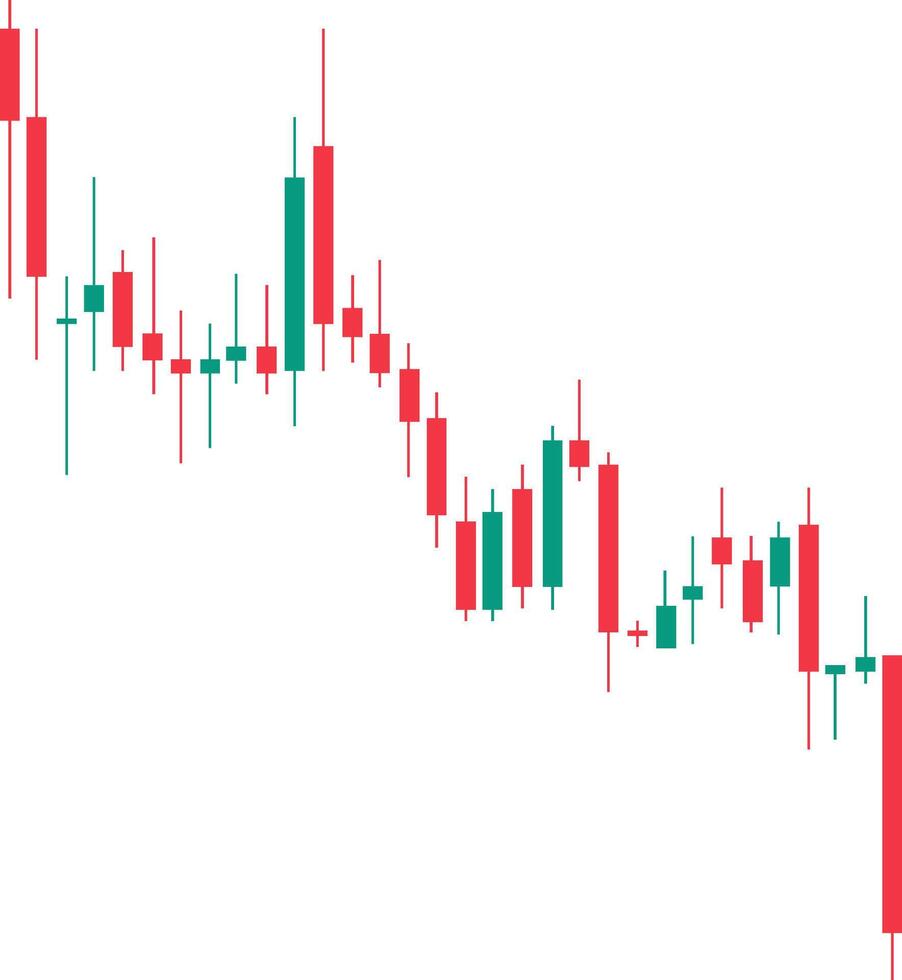 Bear market candlestick trading chart isolated on transparent background vector