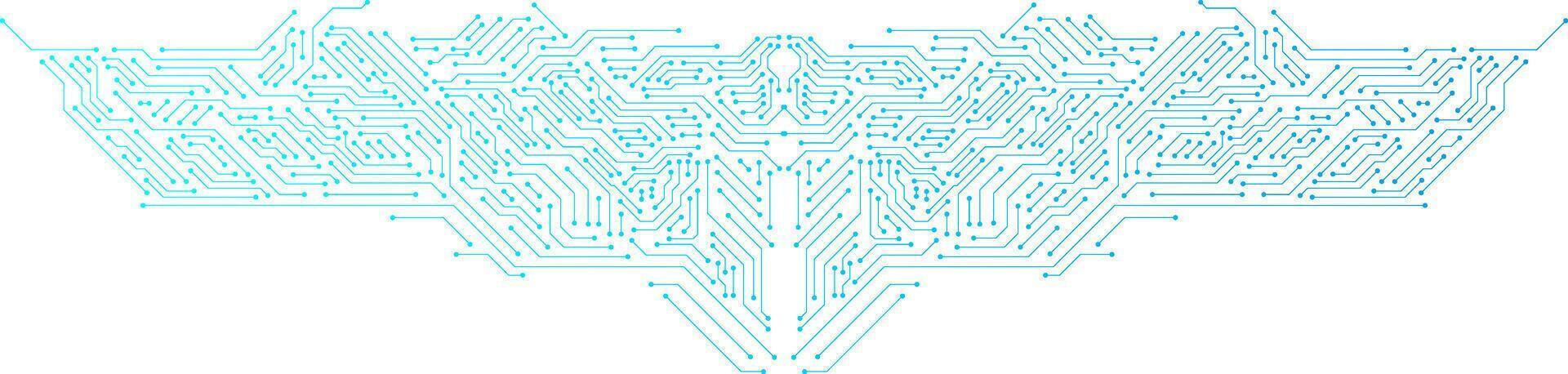 Circuit board network connected line isolated on transparent background. Motherboard, cpu, processor and artificial intelligence concept. Digital microchip semiconductor vector