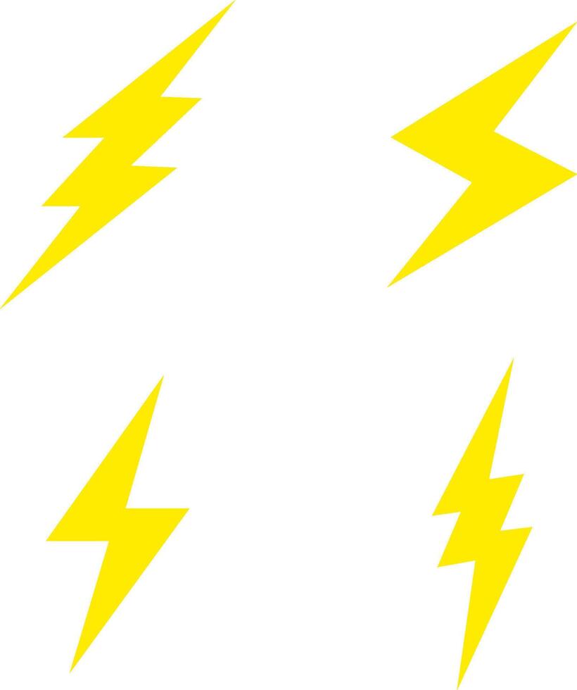 Set of lightning bolt flash icon. Thunderbolt flat icon for apps and websites. Energy, electricity, and power concept vector