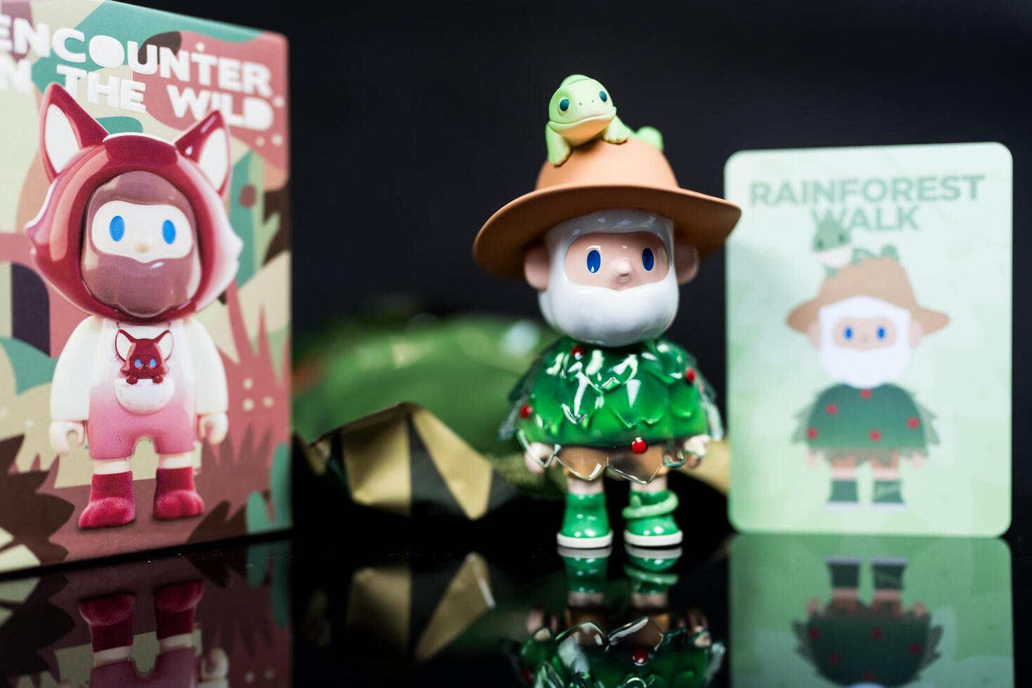 Bangkok, Thailand - June 2, 2025 Finding Unicorn FARMER BOB Encounter In The Wild Series Blind Box. The name is Rainforest Walk photo