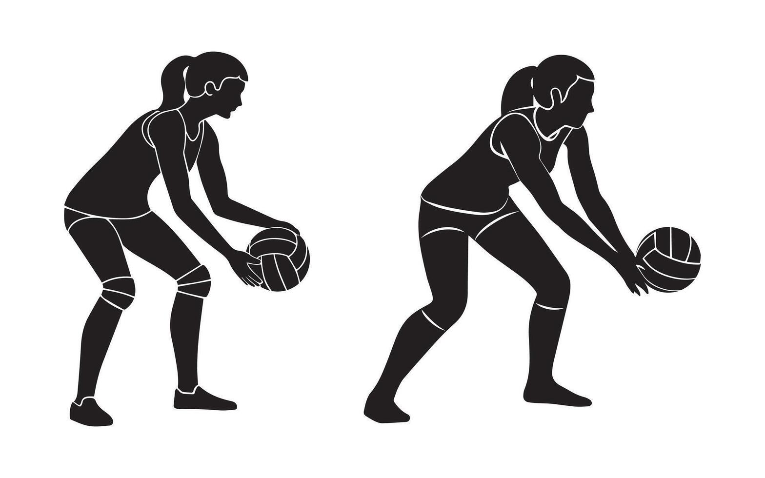 Female volleyball player silhouette with a white background vector