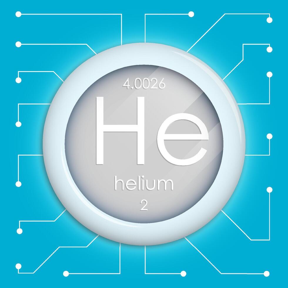 Realistic button with helium symbol. Chemical element is hydrogen. image isolated on white background vector