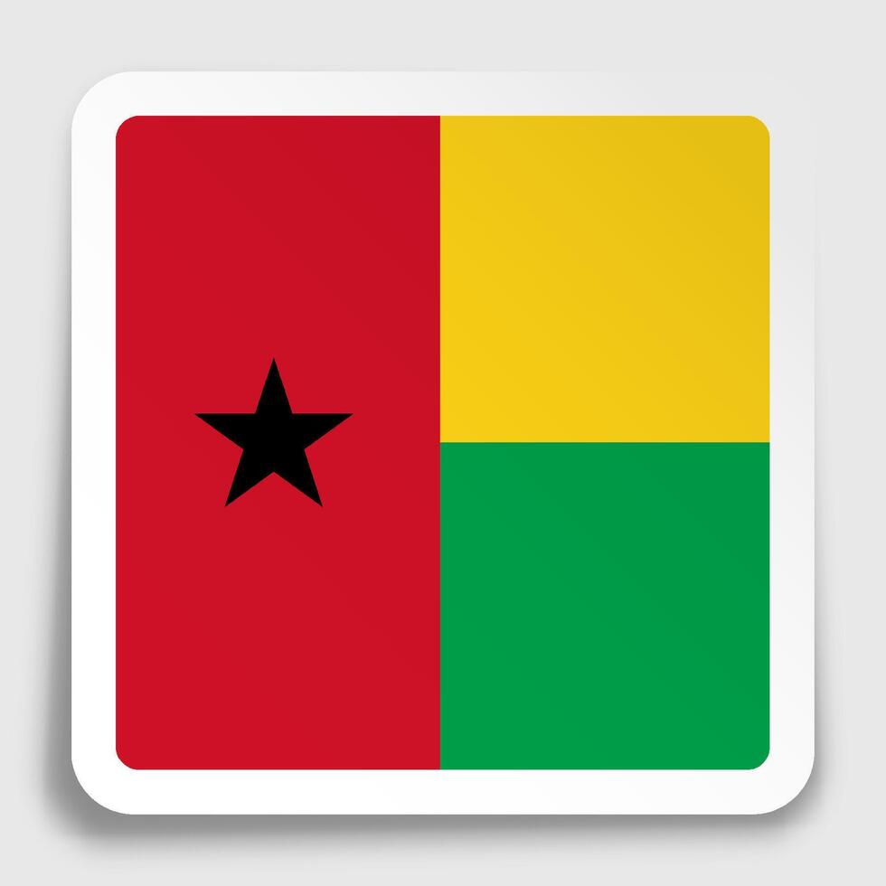 Guinea Bissau flag icon on paper square sticker with shadow. Button for mobile application or web. image vector
