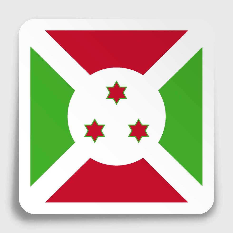 Burundi flag icon on paper square sticker with shadow. Button for mobile application or web. image vector