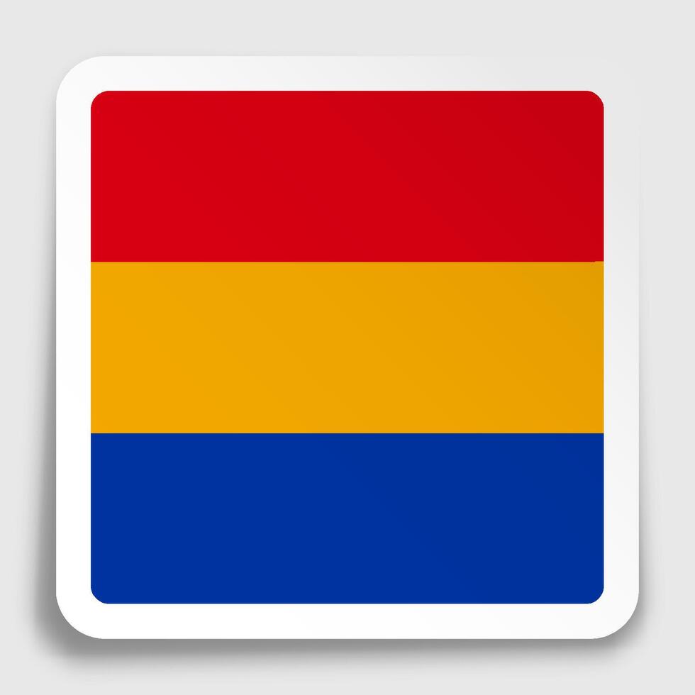 ARMENIA flag icon on paper square sticker with shadow. Button for mobile application or web. image vector