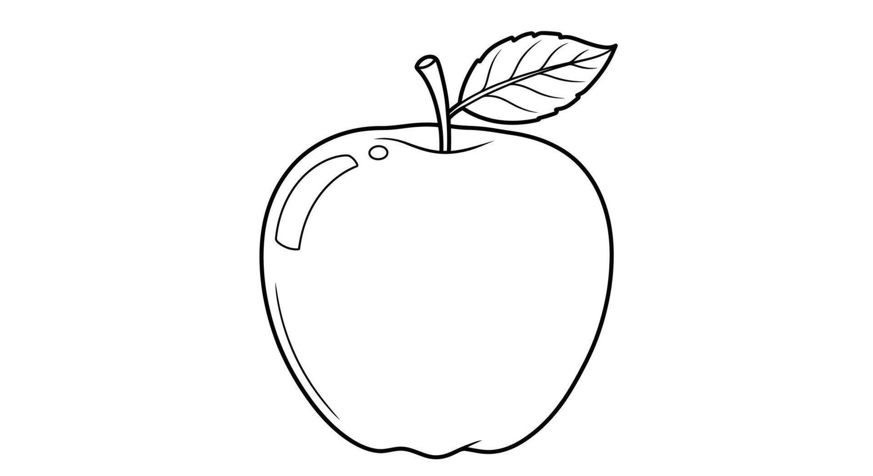 Simple Fresh Apple Fruit Coloring Page for Children Learning About Food vector