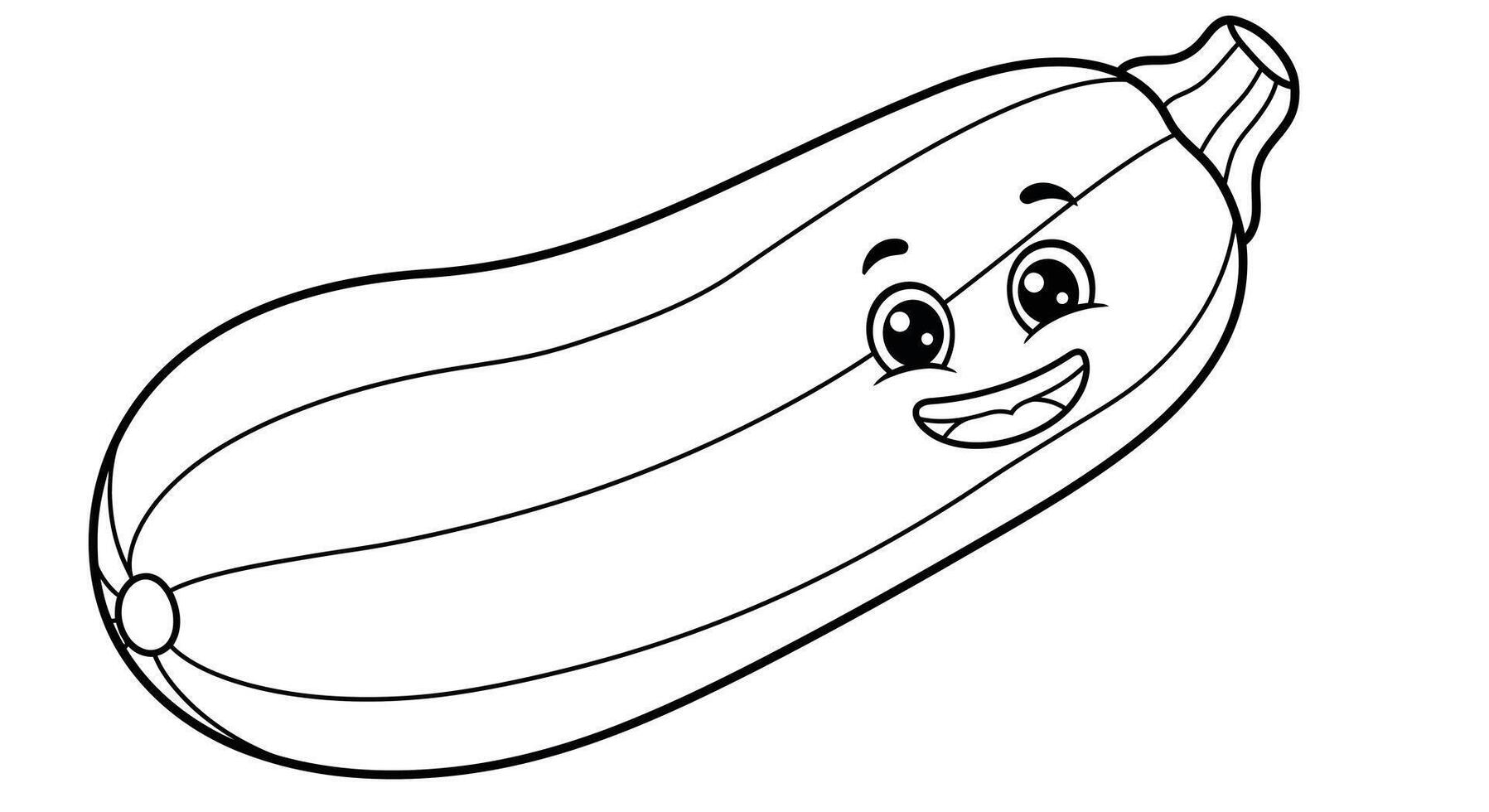 Cheerful Zucchini Vegetable Cartoon Character Coloring Page for Kids vector