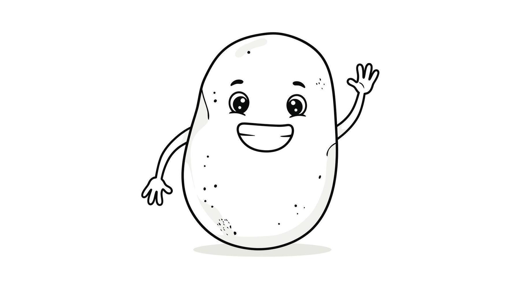 Cute waving potato cartoon character vegetable coloring page for children fun food illustration activity vector