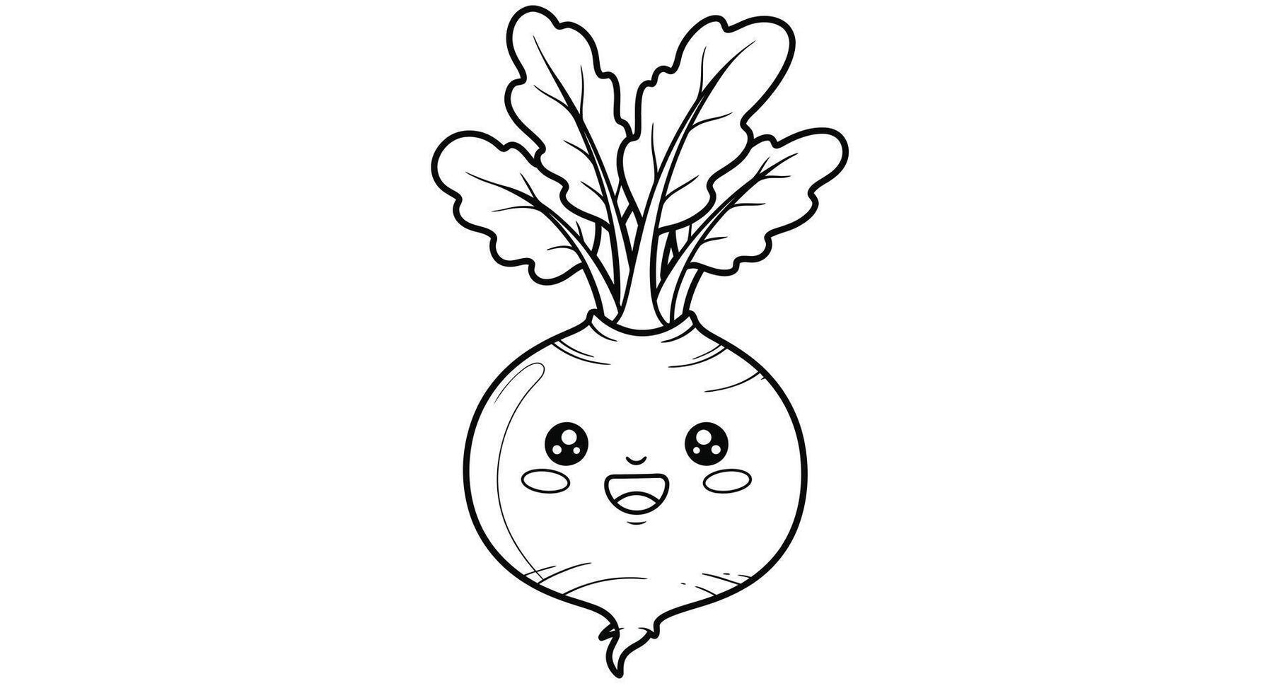 Grinning Cartoon Turnip Root Vegetable Simple Coloring Page for Kids vector