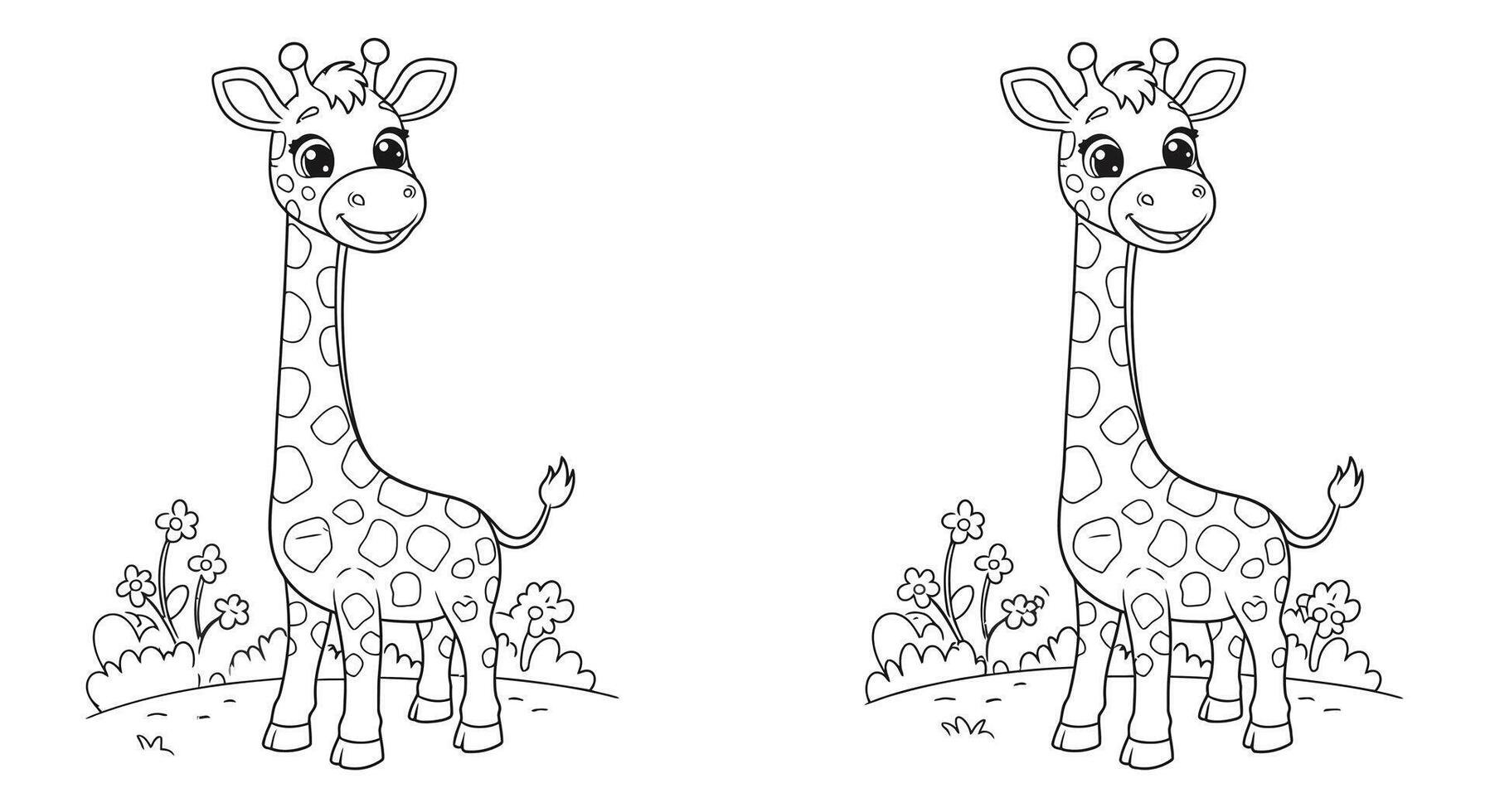 Cute Cartoon Valentine Giraffe with Unique Heart Pattern Spots Outline for Kids Creative Coloring vector