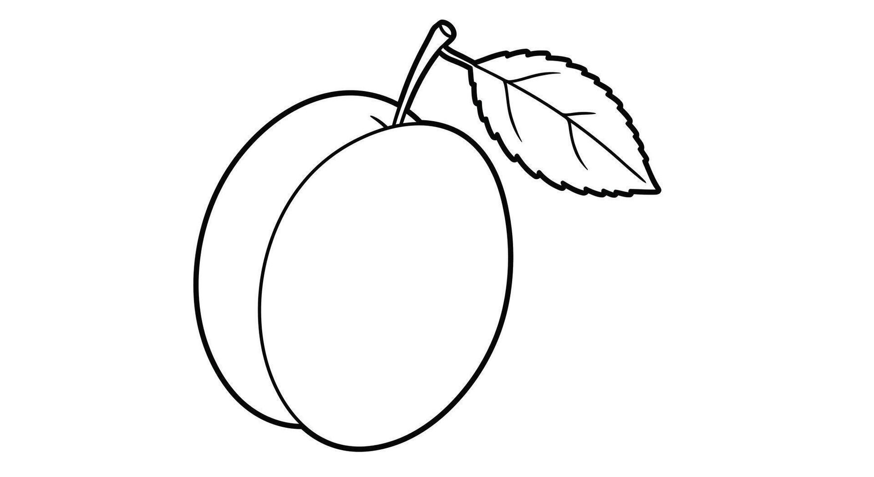 Simple Plum Fruit Coloring Page for Kids Easy Healthy Food Learning vector