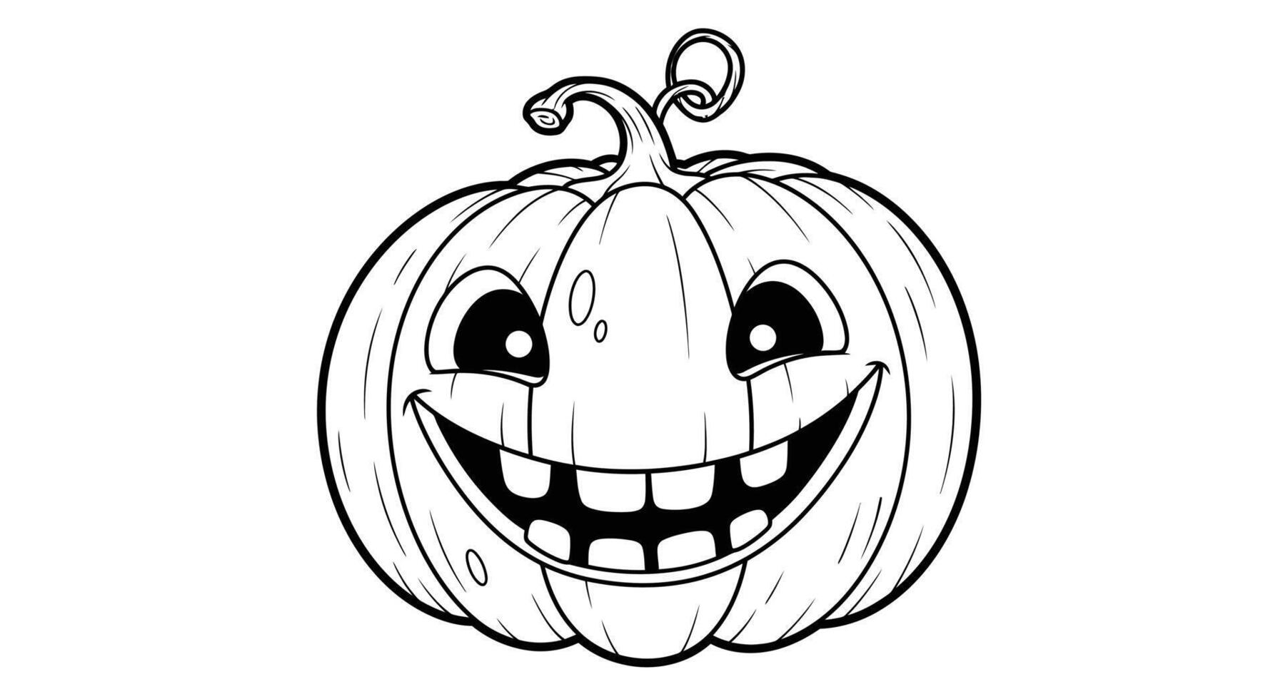 Friendly Cartoon Smiling Jack-o'-Lantern Outline for Children's Halloween Coloring Activity vector