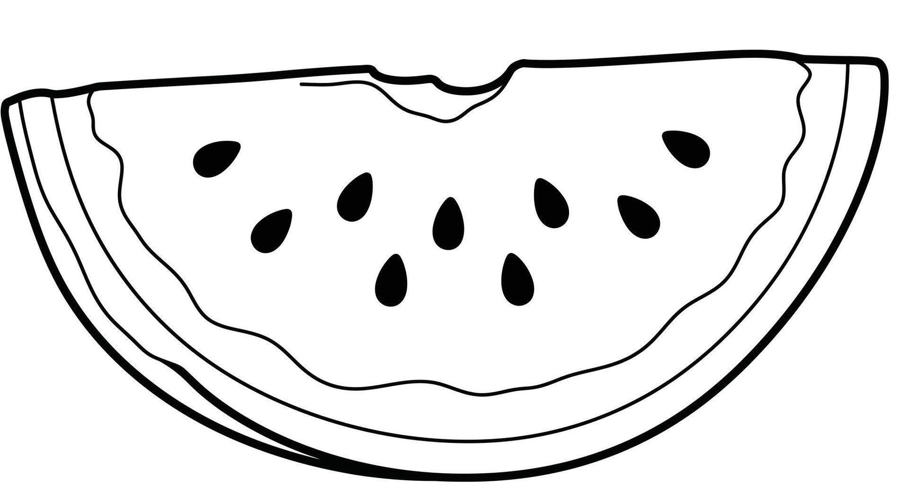 Simple watermelon slice fruit coloring page for kids healthy food and summer snack drawing activity vector