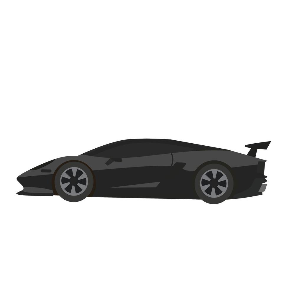 Flat of a black supercar viewed from the side. Sleek and modern design, perfect for automotive, racing, or luxury themes vector