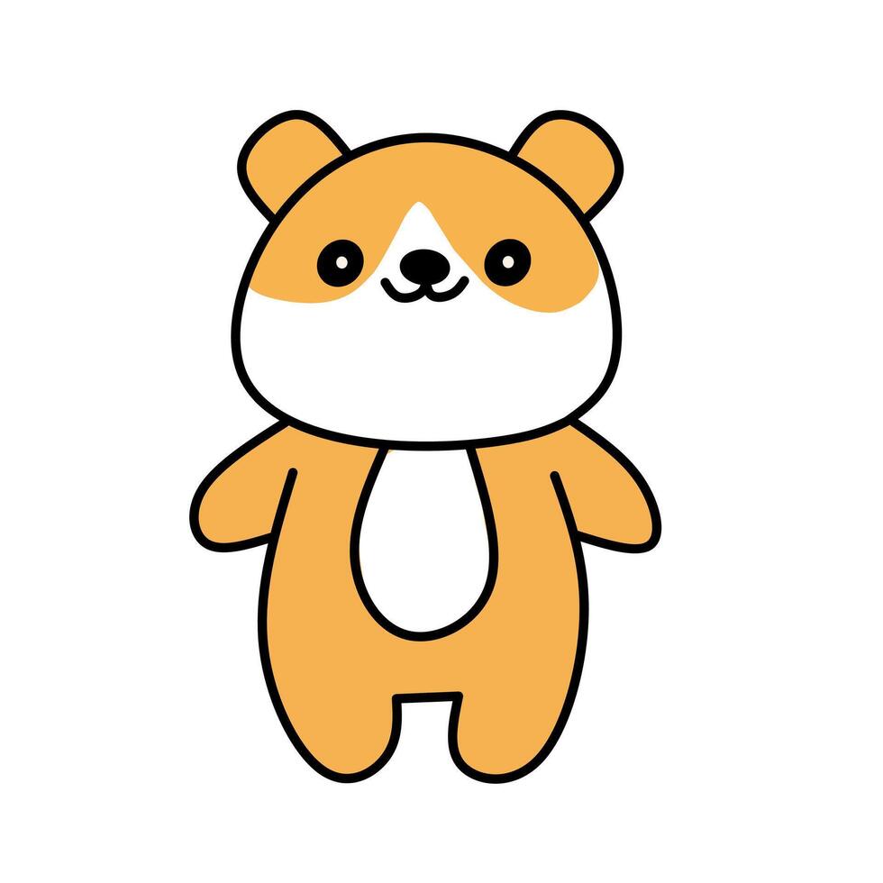 A cartoon bear with a white face and brown eyes vector